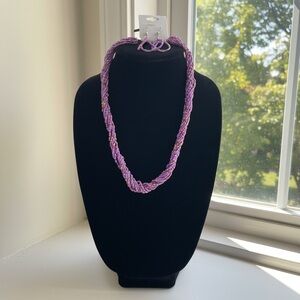 Twisted Seed Bead Necklace in Lavender